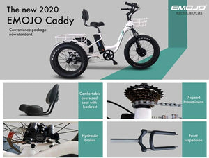 Emojo Caddy PRO Electric Fat Tire 3 Wheel Tricycle/Trike Beach Cruiser - Ebikecentric