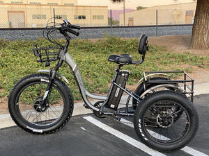 Emojo Caddy PRO Electric Fat Tire 3 Wheel Tricycle/Trike Beach Cruiser - Ebikecentric